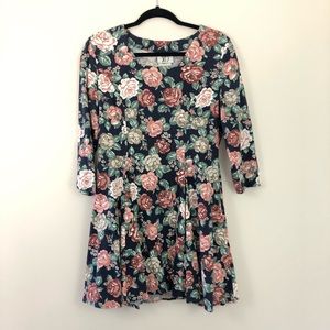 Vintage 90s Floral Skater Flare Dress